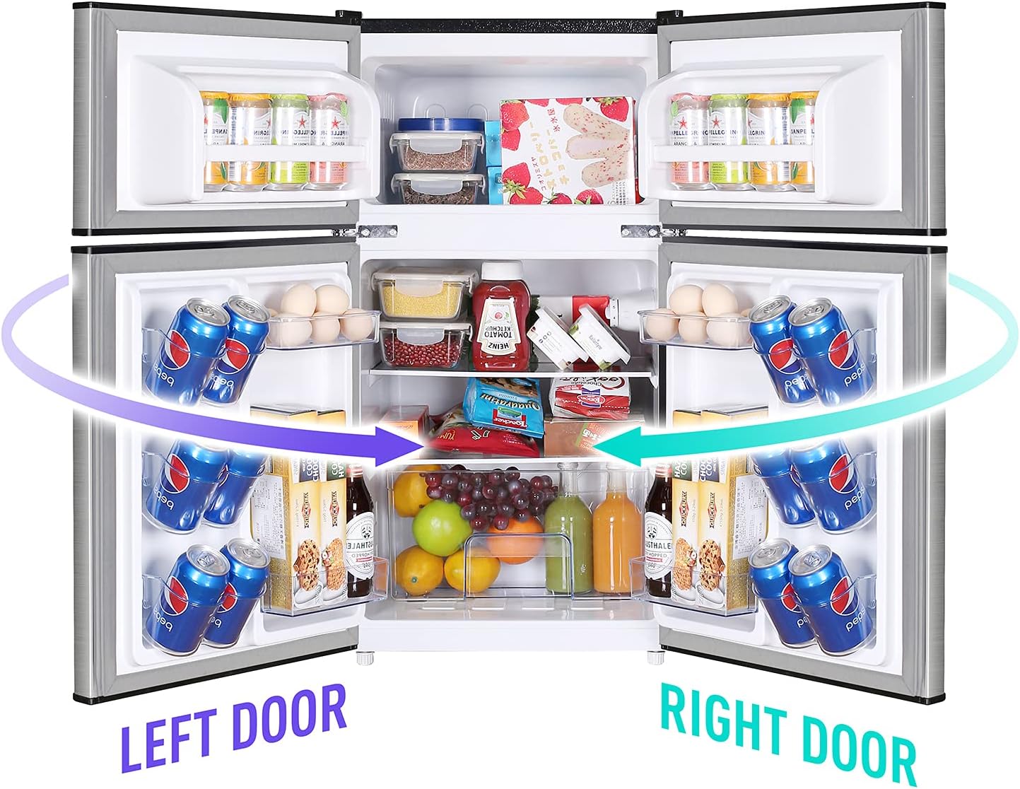 3.0 Cu.Ft Compact Refrigerator with 2 Doors, Mini Fridge with Freezer, 37dB Quiet, 7-Settings Mechanical Thermostat, Small Refrigerator for Bedroom Office, Dorm or Garage, Black (New Black)