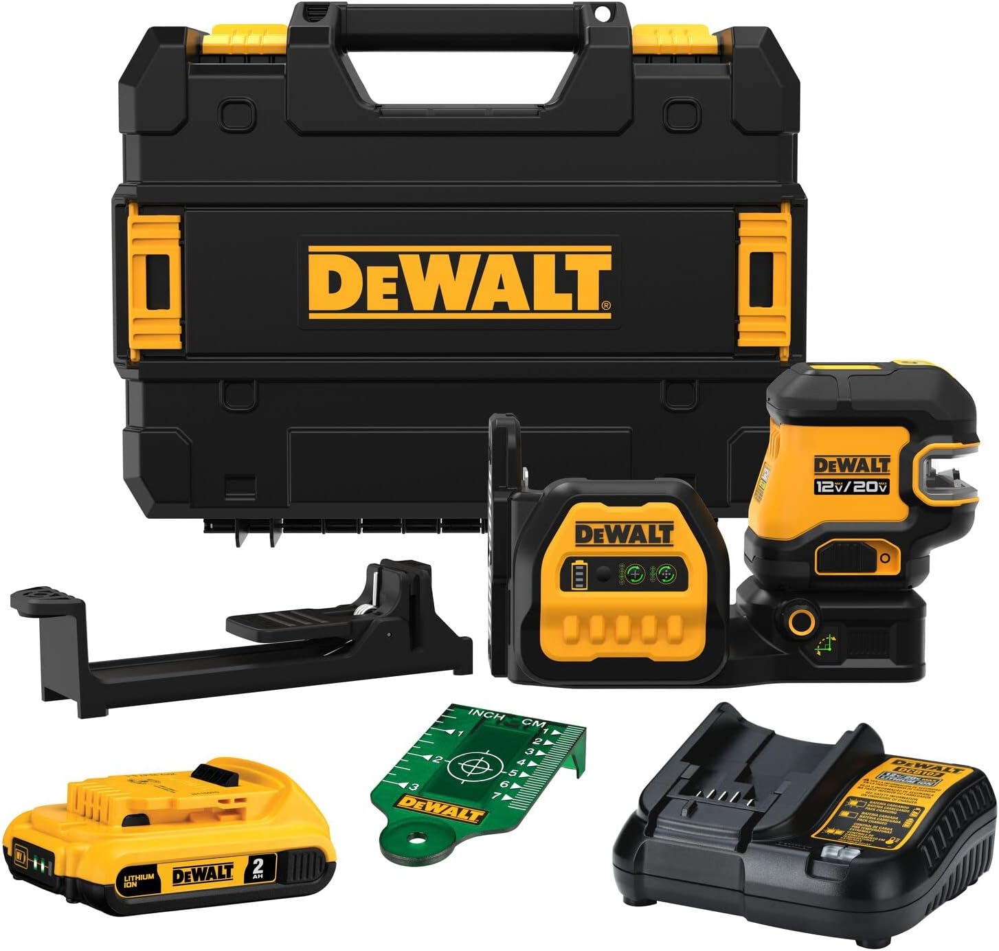 DEWALT 20V/12V MAX Laser Level Kit, Cross Line Laser and 5 Spot Laser, Green, Includes TSTAK Storage Case (DCLE34520G)