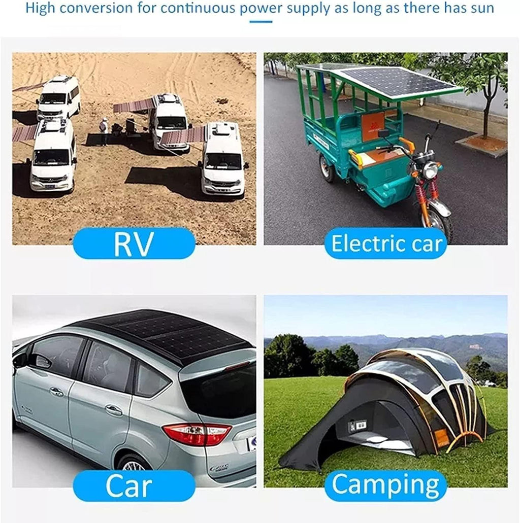 Portable Solar Panels Flexible 100W 12 V Solar Panel Kit, Waterproof High-Efficiency Monocrystalline Module PV Power for RV, Roof, Caravan and Off Grid Applications