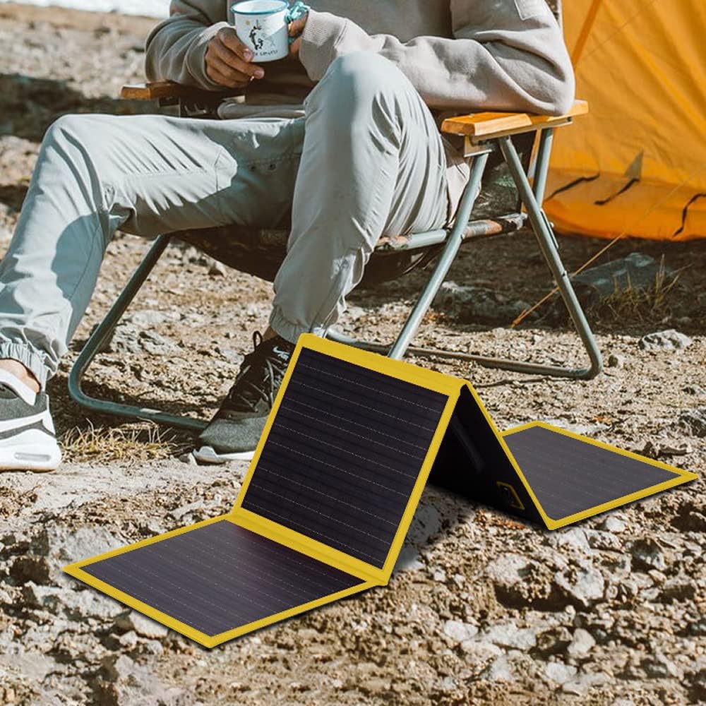 100W Portable Solar Panel for Power Station, Foldable Solar Cell Solar Charger, Solar Generator, Off-Grid Power for Outdoor Adventures, Emergency,Camping RV Travel Vanlife Off-Grid