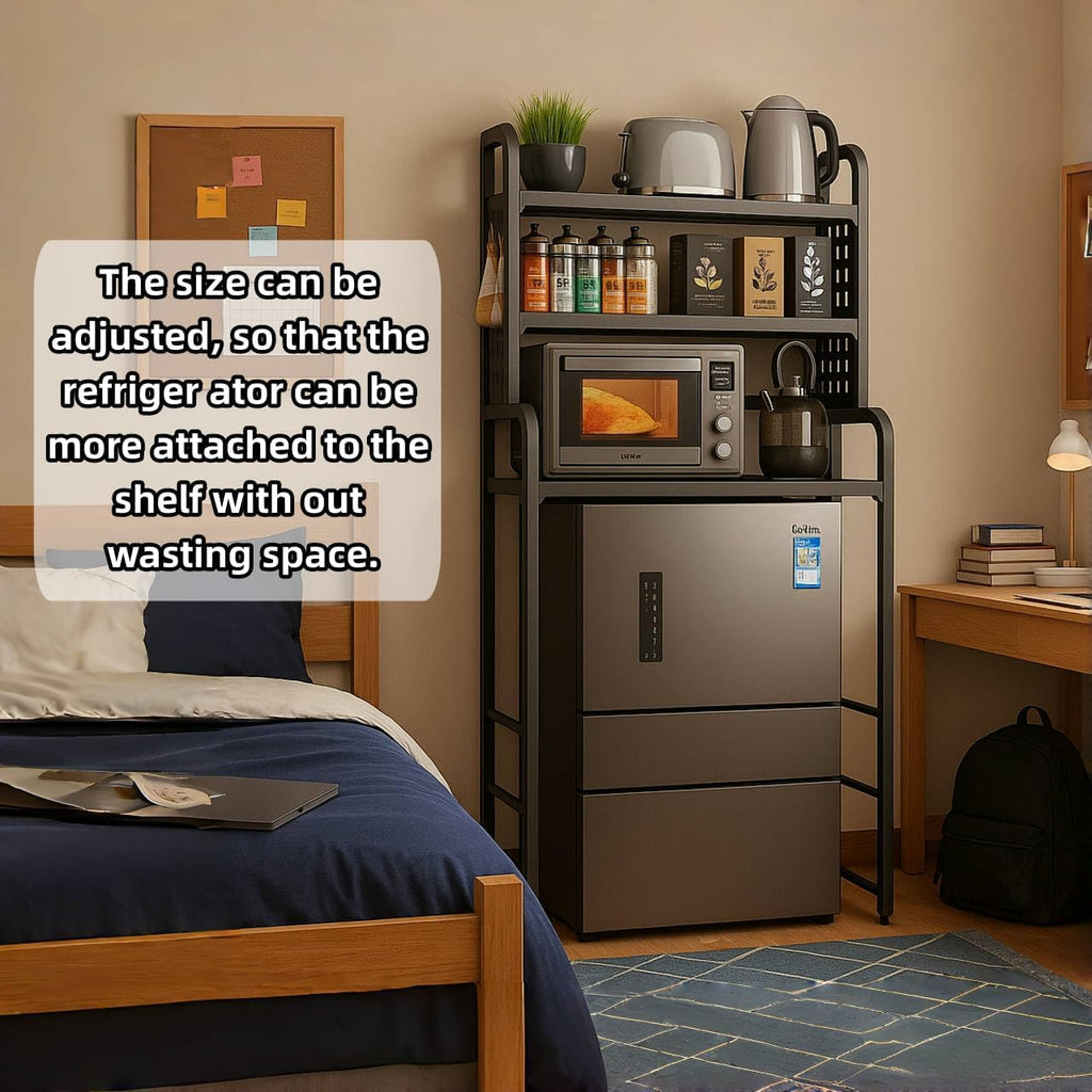 Dorm Microwave Storage mini Fridge Rack, can be Placed Above the White mini Fridge Shelf, The Height and Length are Adjustable, Suitable for Various Sizes of refrigerators (Gray)