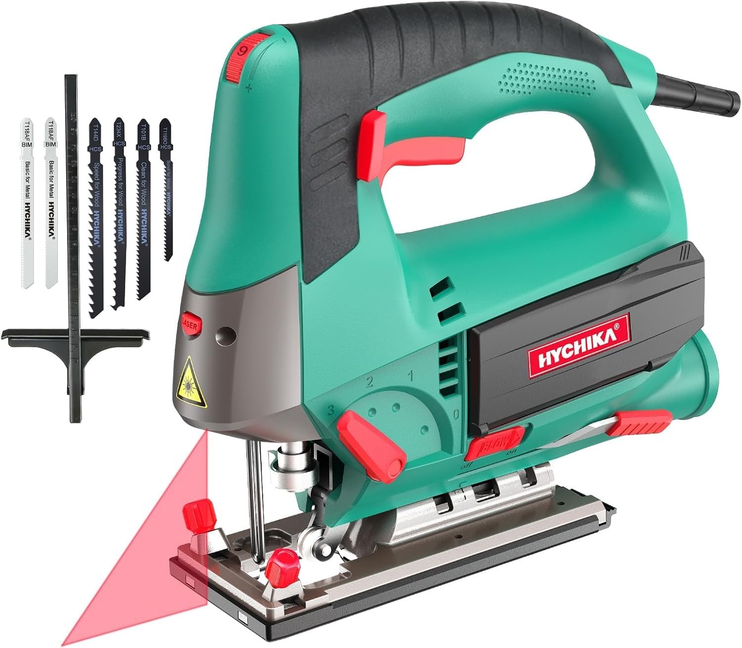 HYCHIKA 6.7A Jig Saw, 4A Mini Circular Saw with 3 Blades, 30W LED Work Light, 3-Tool Power Tool Combo Kit