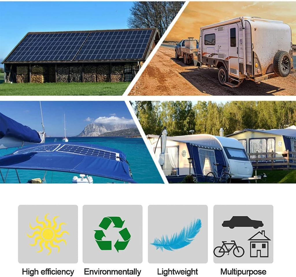 100W Portable Solar Panel, Flexible Monocrystalline Solar Panel Photovoltaic Solar Modules Solar Battery Chargers for RV, Boat, Outdoor Camping