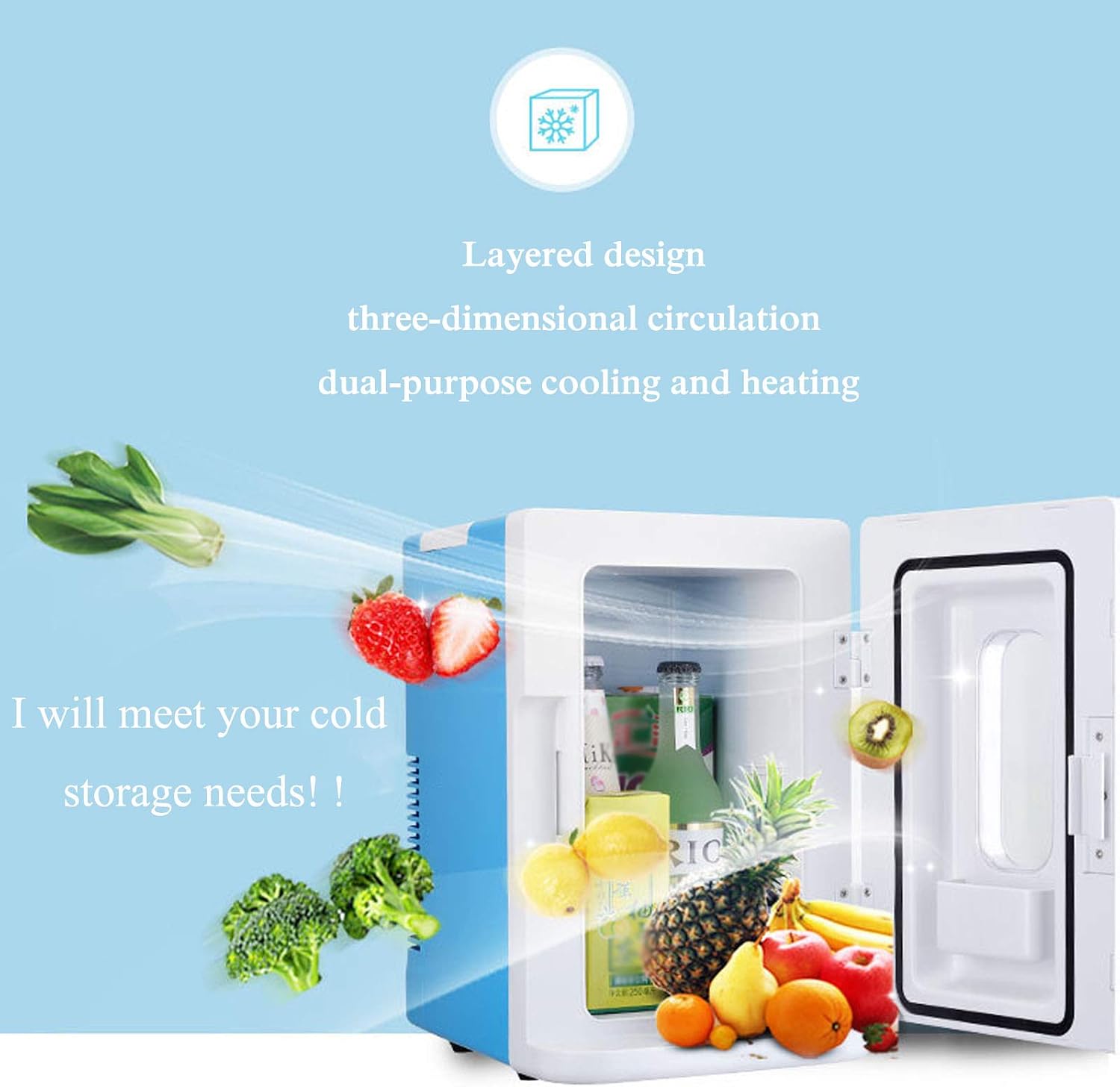 10L Car Refrigerator Double Layer Mini Fridge for Bedroom Cold Storage Fresh AC/DC Portable Thermo Electric Cooler and Warmer Single Core Portable Freezer (White)