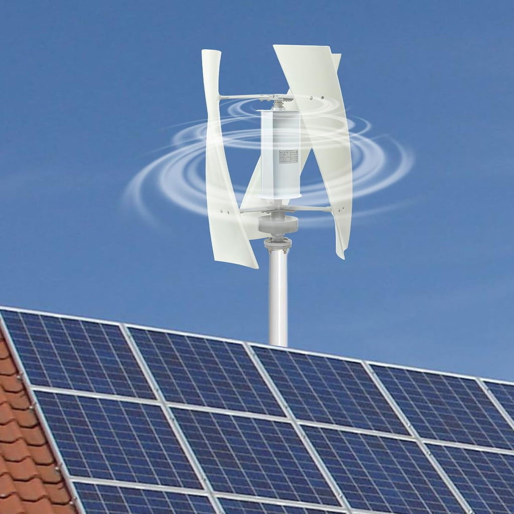 Wind Turbine Generator Kit, 100W 12V Vertical Axis Wind Turbine Generator w/Controller & Winds-Assisted Wheel, 3 Blades Winds Power Generators Permanent Magnet Generators for Boats, Gazebos, Home, RV