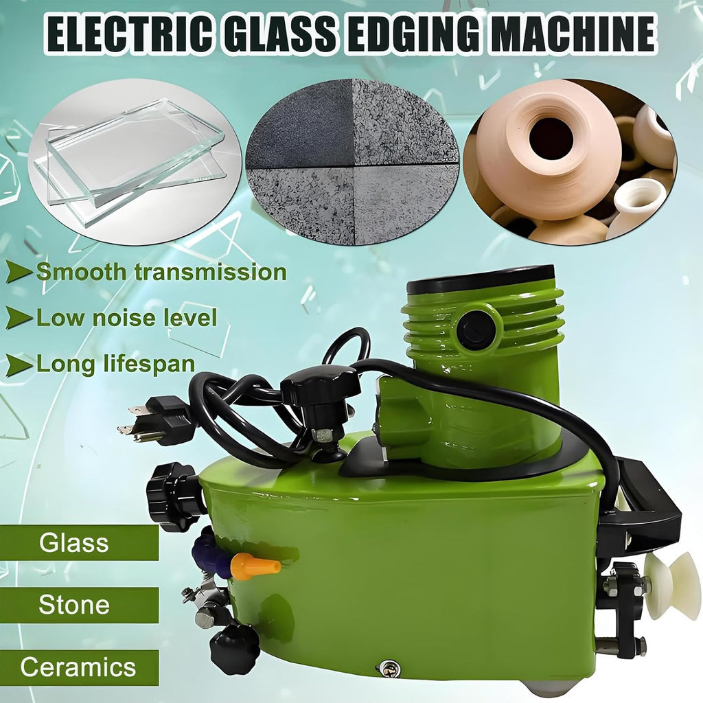 Electric Glass Edge Grinder With Cooling Water - Diamond Wheels Electric Small Glass Edging Machine For Glass/Ceramic/Marble, Portable & Easy To Used 10mm