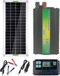 30W Monocrystalline Solar Panel Kit with 1000W Inverter, 100A Solar Charge Controller, Alligator Clip Wire, for Car, RV, Roof, Boat, Camping