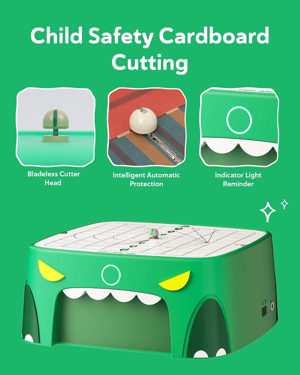 BEAVERBOT Kids Cardboard Cutter Tool for Ages 3+, Safe Power Bladeless DIY Construction Kit, Educational STEM & STEAM Craft Toy, Creative Upcycled Hands-On Learning Gift for Boys & Girls, Dinosaur