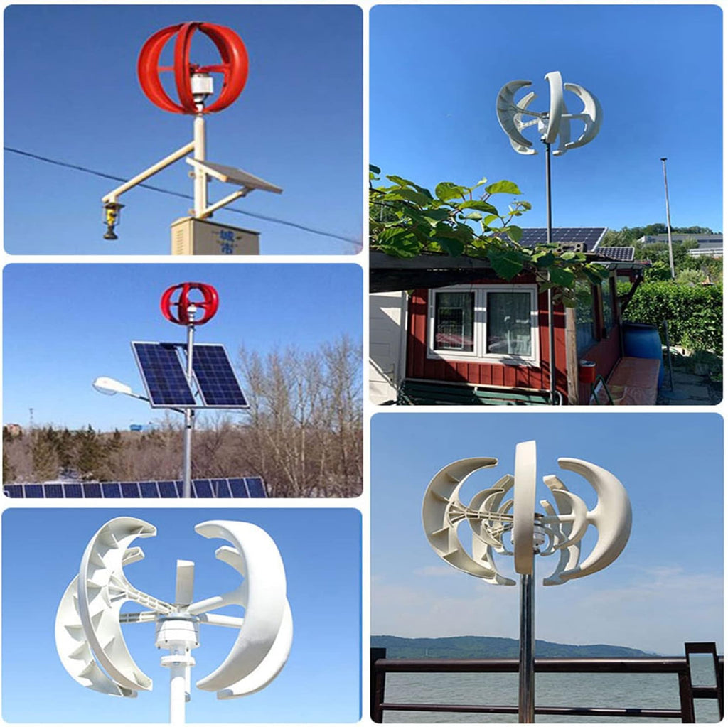 Vertical 5 Blades Maglev 12v 24v Wind Turbine Generator Portable Home Hybrids Streetlight 3000W Wind Energy Electricity Mini Wind Power Generator for Home Use,Black-24V