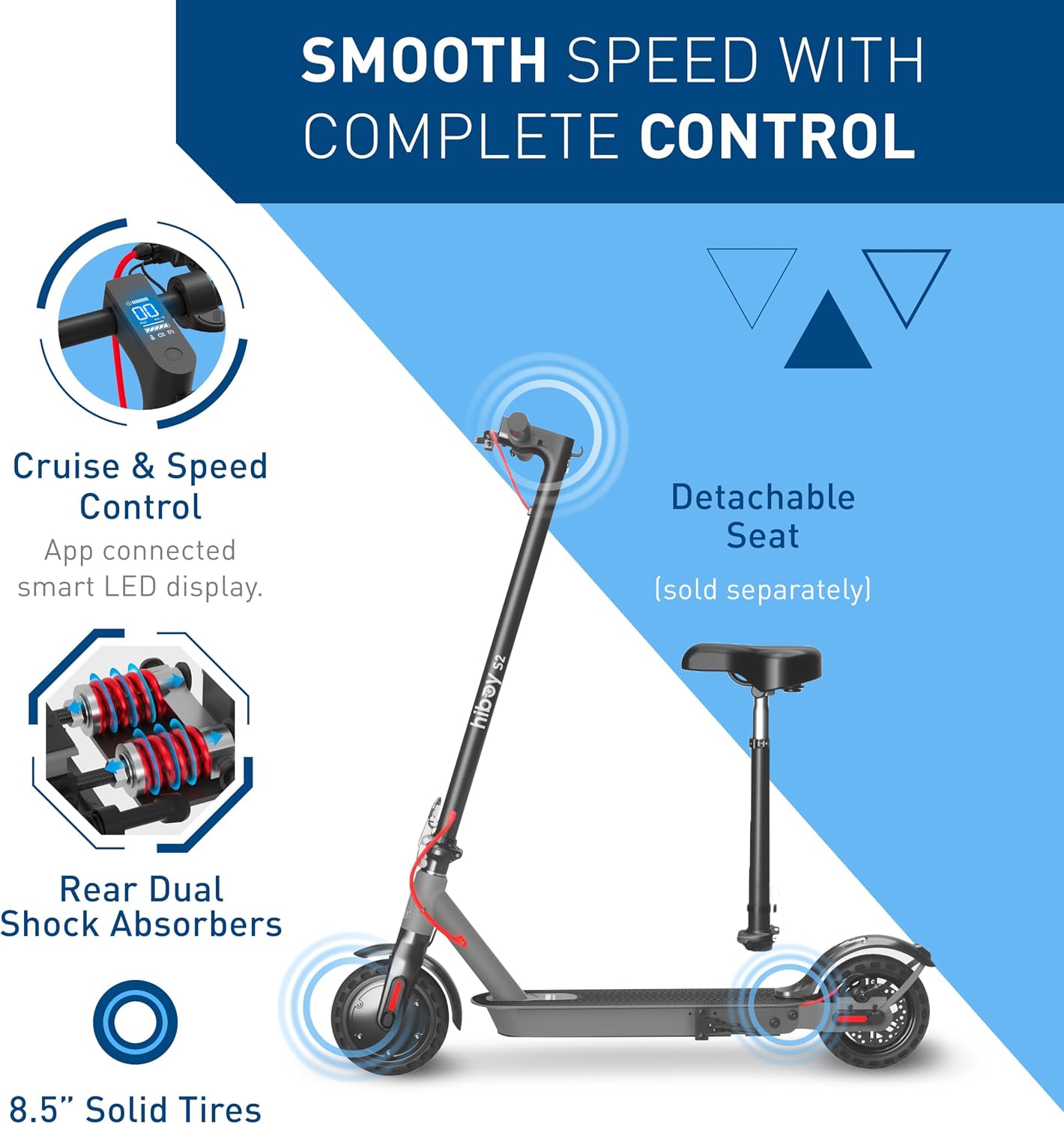 Hiboy S2/S2 MAX Electric Scooter, 350/500W Motor, 8.5/10' Tires, 17/40.4 Miles Range E Scooter, 19 Mph Folding Commuter Electric Scooter for Adults