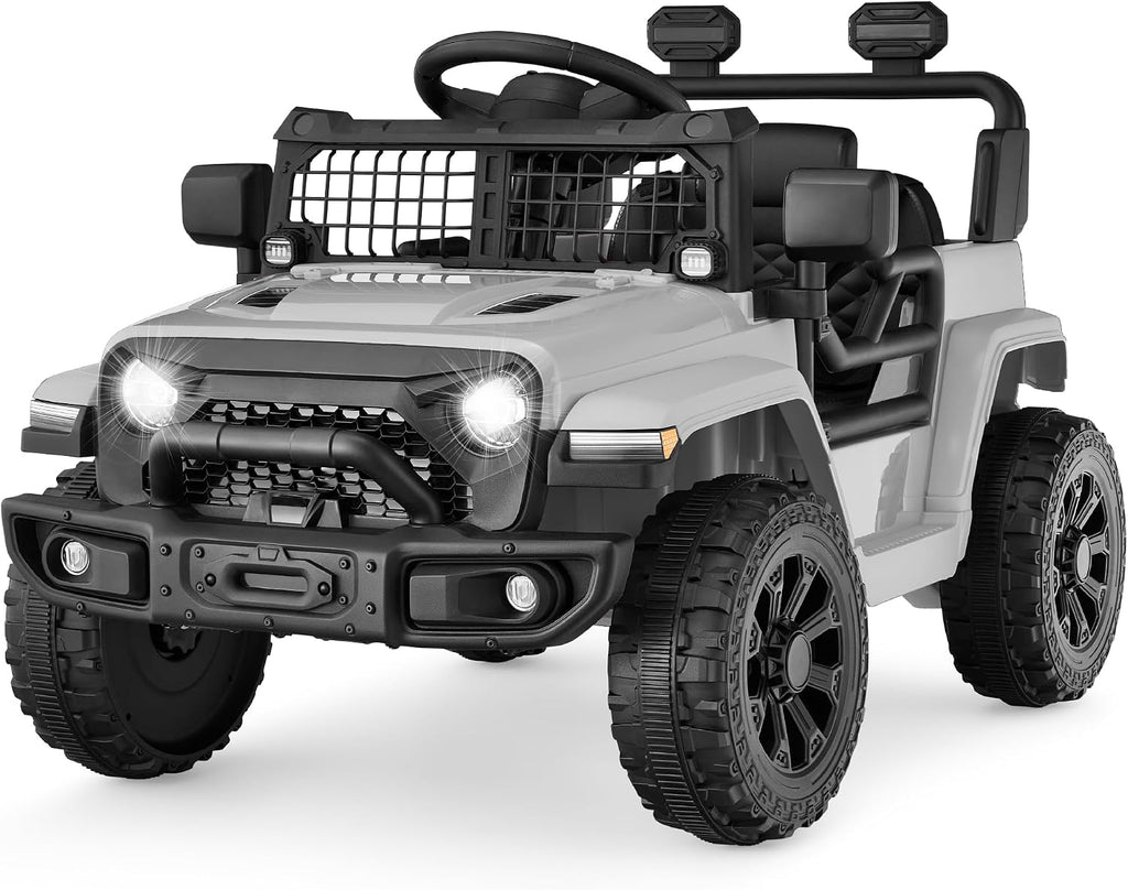 Best Choice Products 6V Kids Ride On Toy, Mini Truck, Electric Play Car w/Parent Remote Control, 4-Wheel Suspension, LED Lights, 2 Speeds, Functional Horn, 3.1MPH Max Speed - Light Gray
