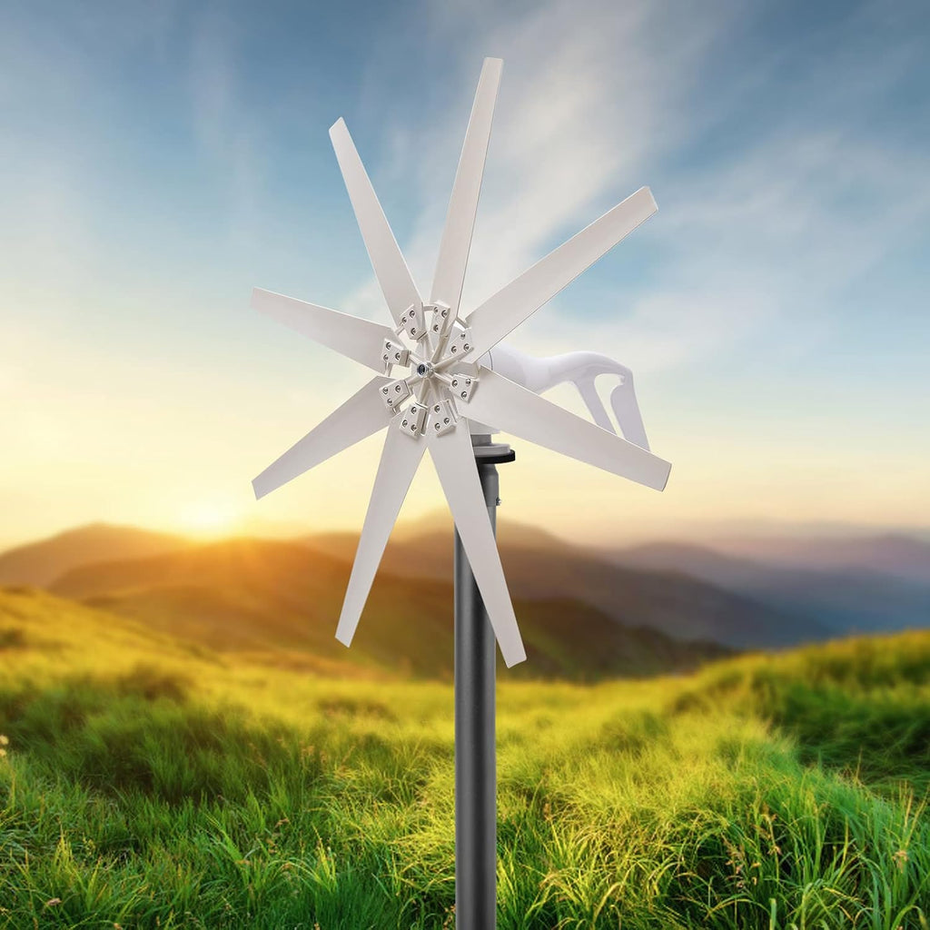 Wind Turbine Generator Kit 600W 12V w/8 Blade, Wind Generator Kit w/Charge Controller, Wind Power Generator for Marine, Home, Windmill Generator Suit for Hybrid Solar Wind System