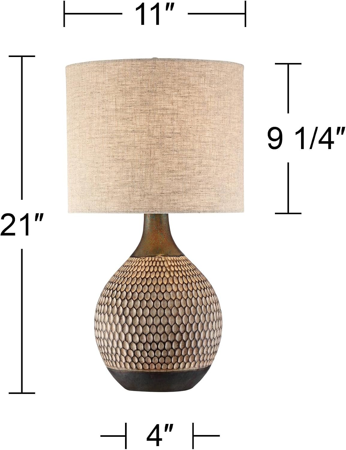 360 Lighting Emma Mid Century Modern 3-Way Table Lamp with Table Top Dimmer 21' High Wood Brown Finish Ceramic Tan Drum Shade for Cottage Core Living Room Bedroom House Bedside Nightstand Home