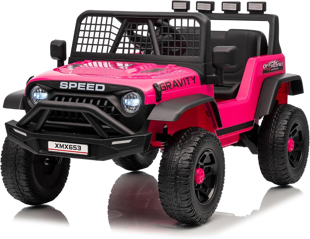 GarveeLife 12V Kids Electric Ride On Car with Remote Control Ride On Toy for Toddler Boys & Girls Bluetooth Music Player LED Lights(Hot Pink)