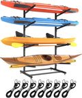 LotFun Kayak Storage Rack, Freestanding Heavy Duty Adjustable Kayak Stand Indoor Outdoor Storage Rack Garage, with Foot Pad, for Kayaks, SUPs, Canoes, Surfboard (4Levels)