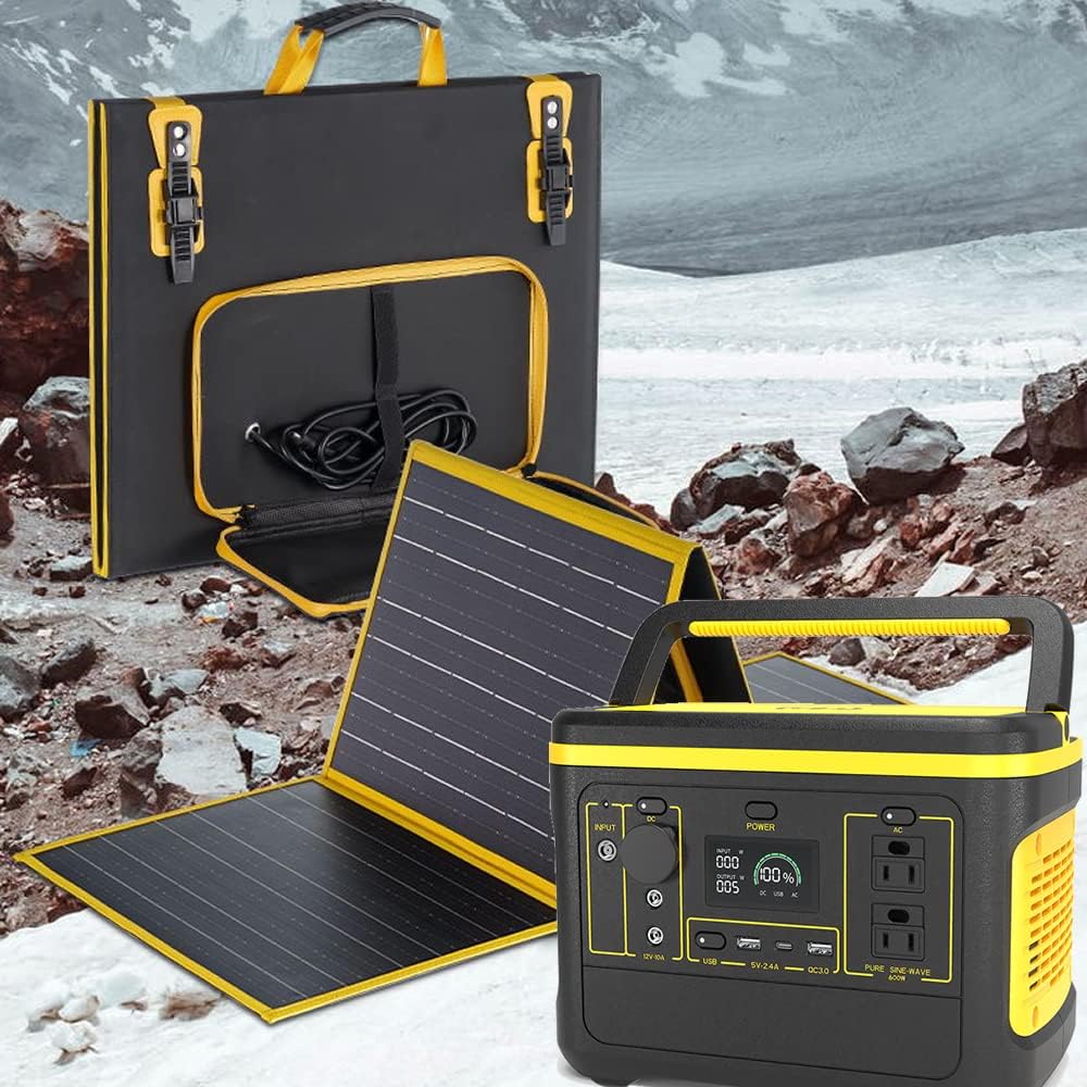 100W Portable Solar Panel for Power Station, Foldable Solar Cell Solar Charger, Solar Generator, Off-Grid Power for Outdoor Adventures, Emergency,Camping RV Travel Vanlife Off-Grid
