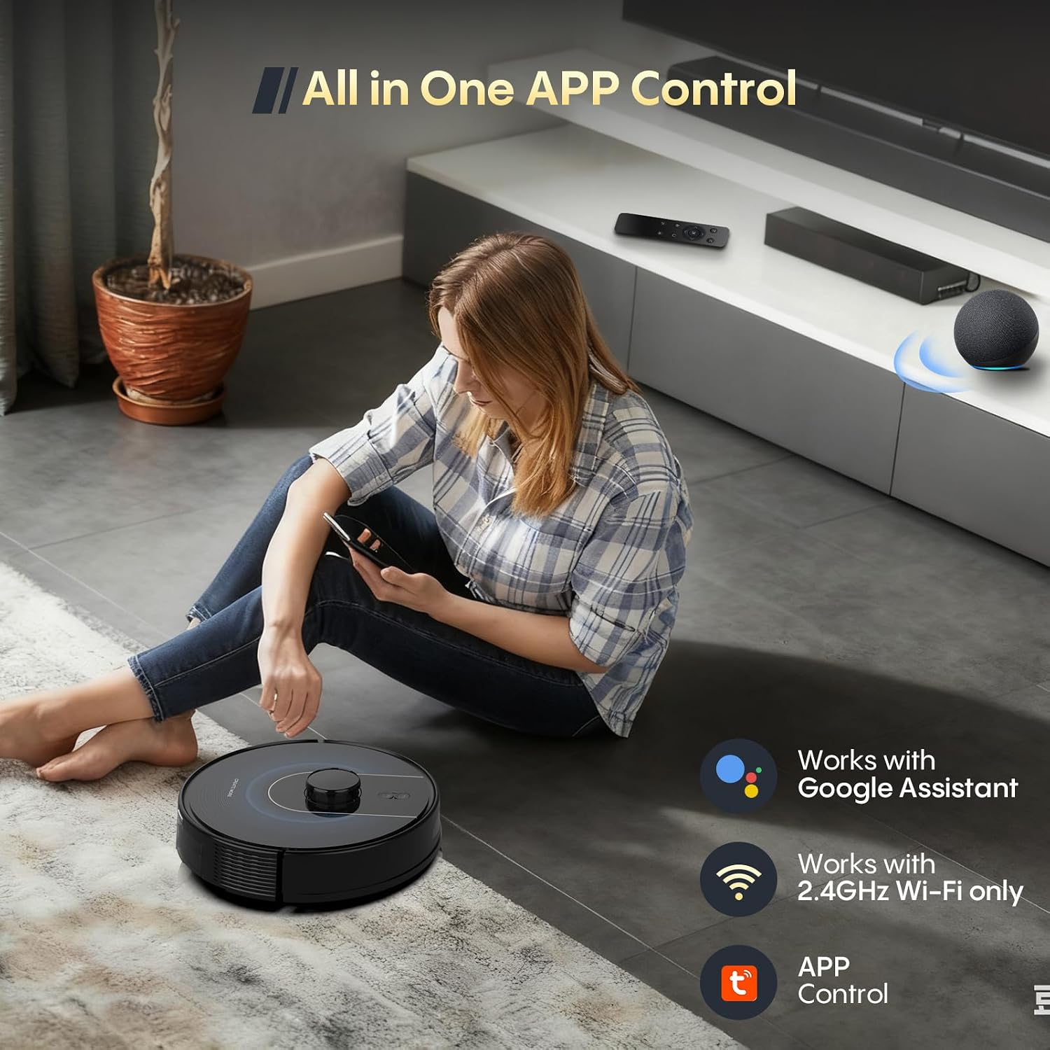 Bagotte Robot Vacuum and Mop Combo, 6000Pa Robotic Vacuums with Mapping, Automatic Self-Recharging, LiDAR Navigation,2.4G WiFi/App/Alexa/Remote Control for Pet Hair,Hard Floor,Carpet