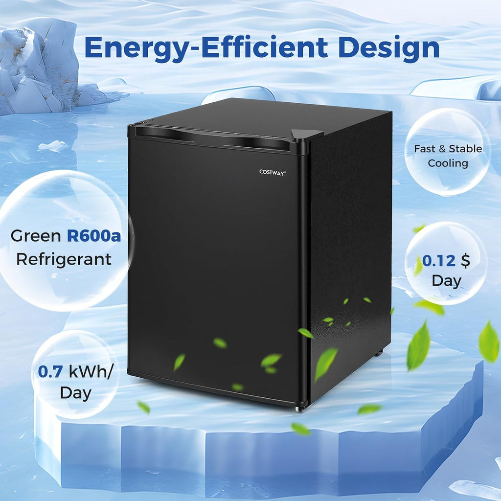 COSTWAY 2.1 Cu.Ft Small Freezer, Compact Upright Mini Freezer w/Reversible Single Door, 7 Adjustable Thermostat, Low Noise, 2 Removable Shelves for Bedroom, Office, Dorm, Apartment (Black)