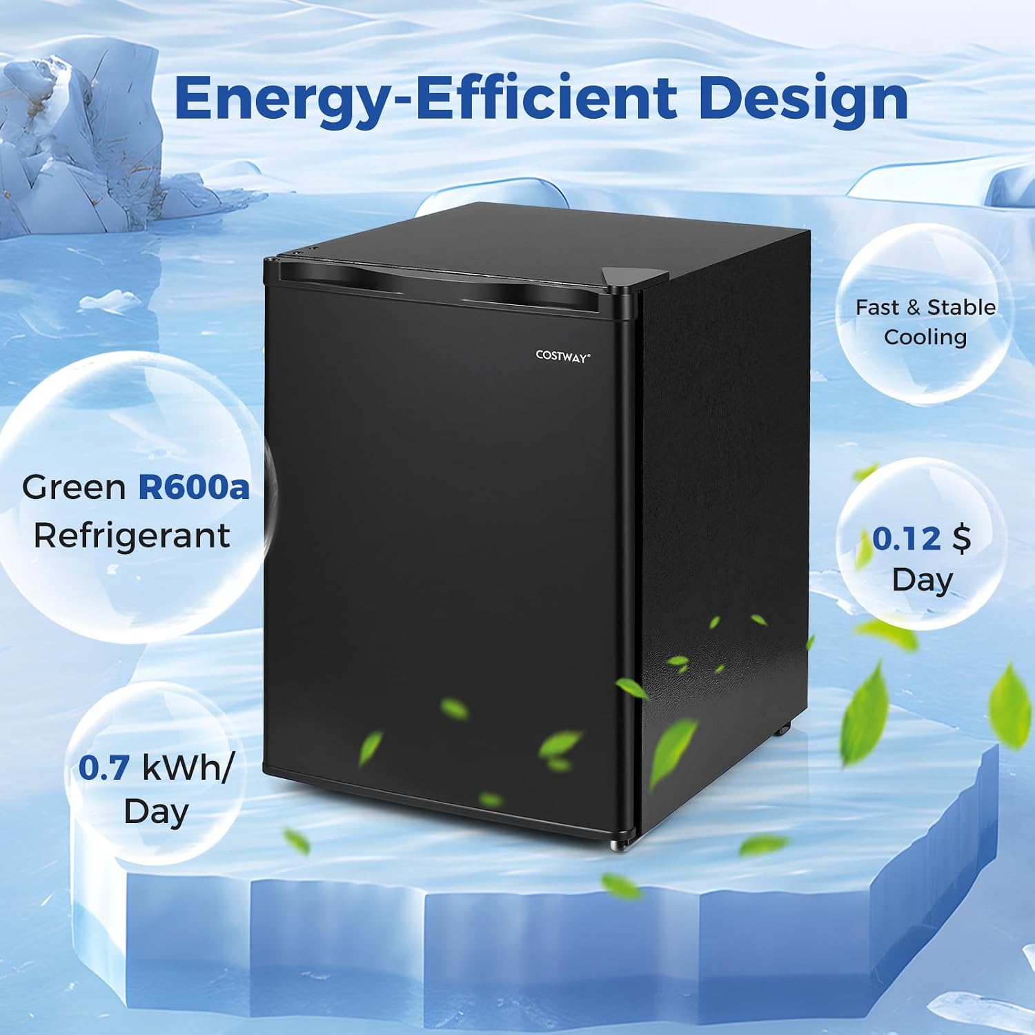COSTWAY 2.1 Cu.Ft Small Freezer, Compact Upright Mini Freezer w/Reversible Single Door, 7 Adjustable Thermostat, Low Noise, 2 Removable Shelves for Bedroom, Office, Dorm, Apartment (Black)