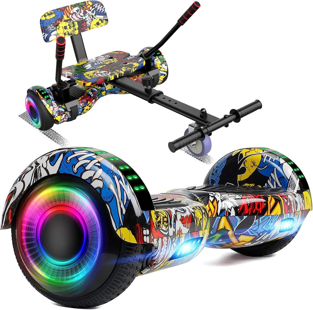 FLYING-ANT Self Balance Scooter Seat Attachment 6.5' Two-Wheel Self Balancing Electric Scooter with LED Light Flash Lights Wheels
