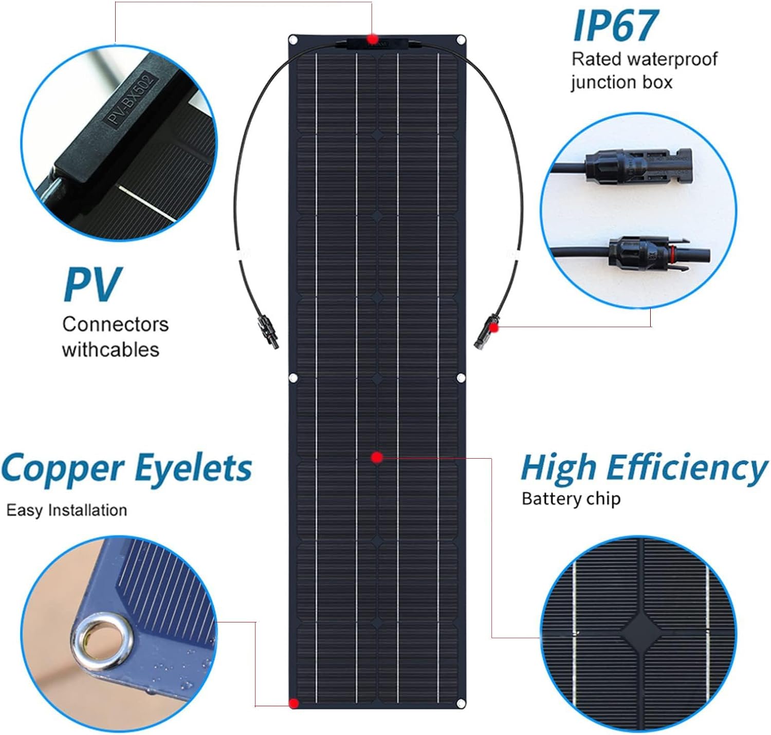 200W Portable Solar Panel, Monocrystalline Solar Panel Kit, Waterproof Solar Panel, Adapted to Solar Generators, Campervan, Caravan, Garden, Boat, Cabin,White