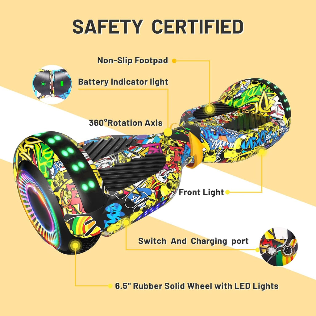 SIMATE Hoverboard, Bluetooth All Terrain Hover Boards with LED Lights and APP Control, Gifts for Kids Adults Girls Boys, for All Ages