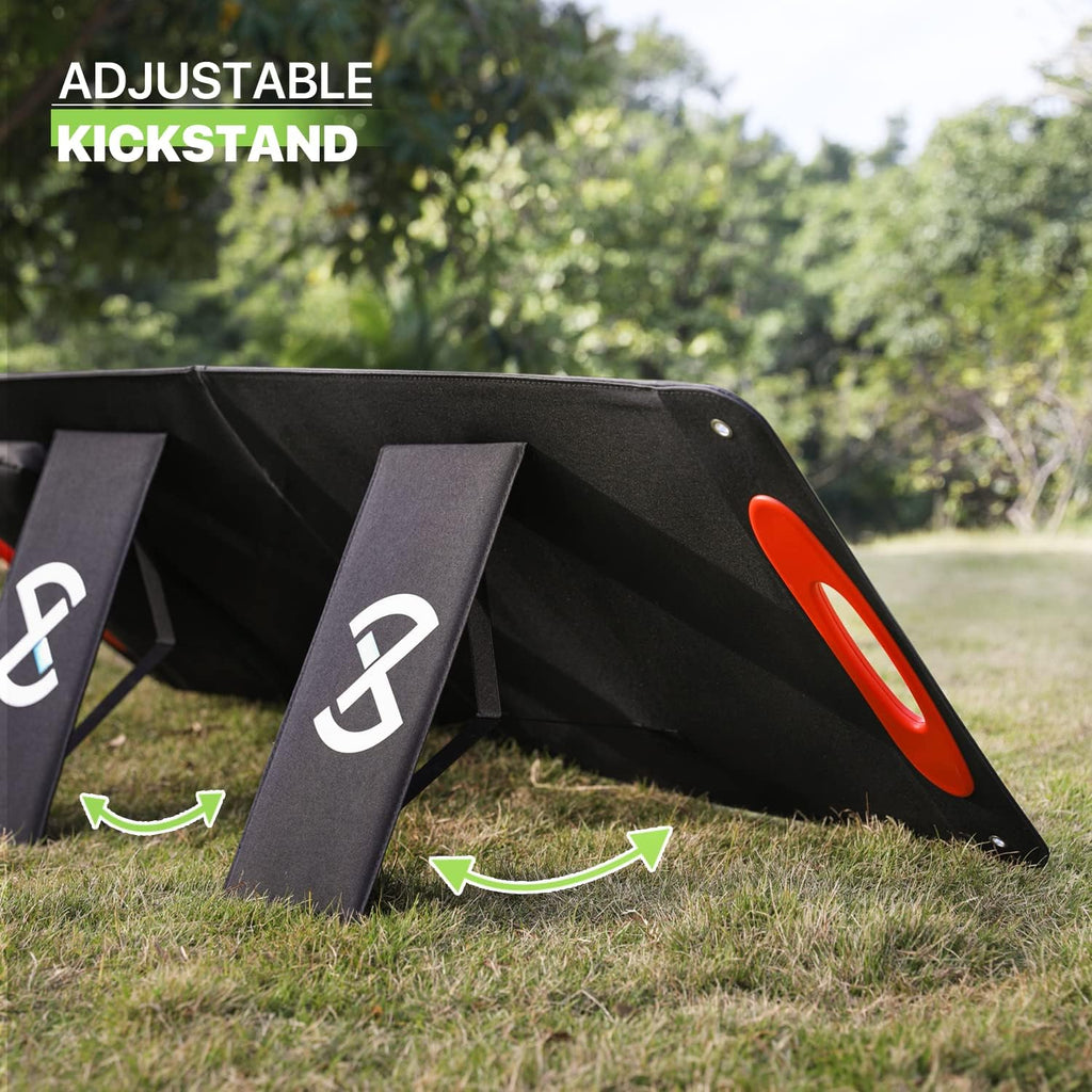 Magshion 100W Portable Folding Solar Panel Charger with USB Outputs for Family Camping Phones Tablets, High Efficiency Foldable Solar Panel for Battery Power Station Generator Black
