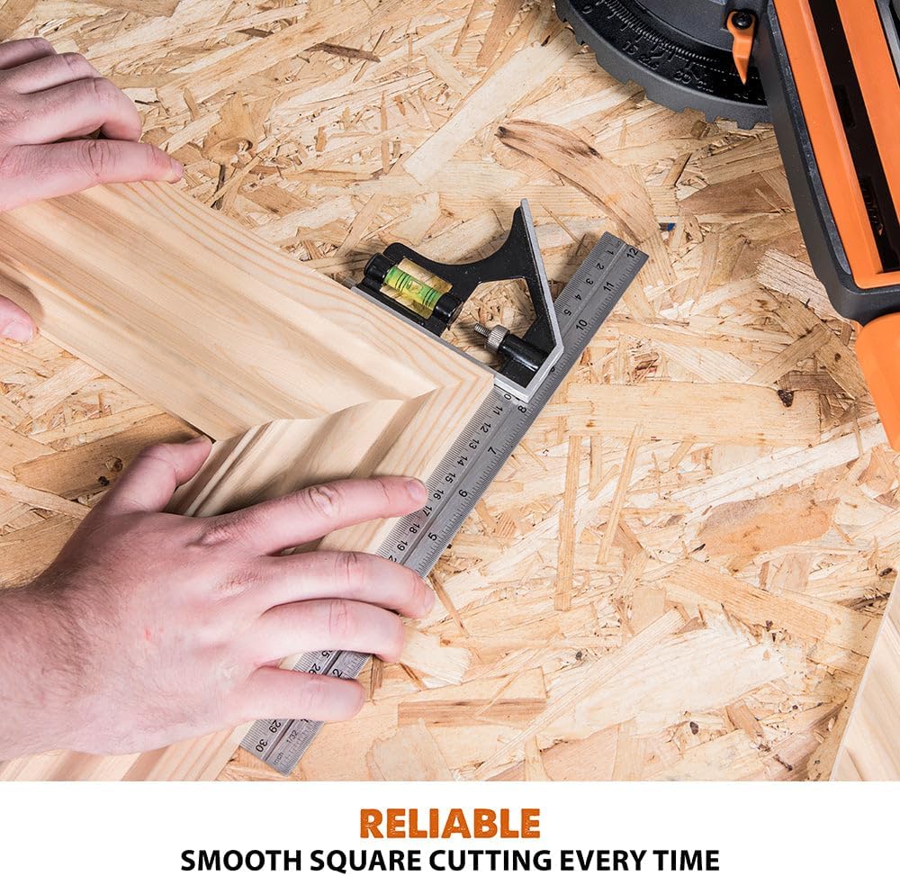 Evolution Power Tools R185SMS+ Sliding Miter Saw with Multi-Material Cutting, 45 Degree Bevel, 50 Degree Miter, 210 mm Slide, Blade Included Cuts Wood Plastic Metal & More, 7-1/4'