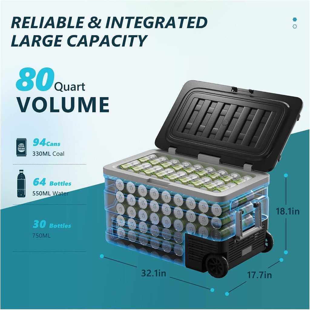 75L Portable Car Refrigerator Compressor Fridge Freezer Cooler Ice Box Keep Cool For Camping Fishing Trip Truck Boating