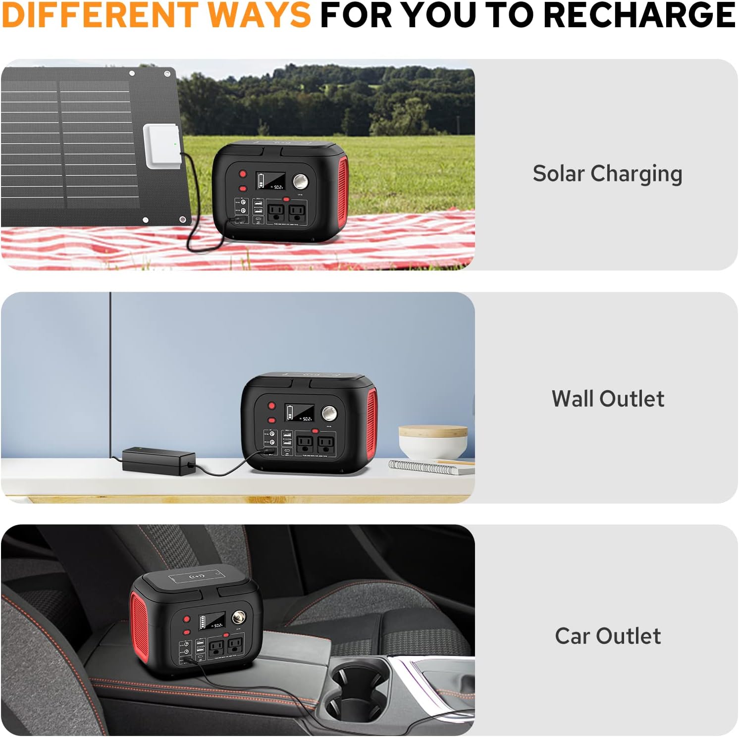 60W Portable Foldable Solar Panel Charger for Outdoor Camping 12 Volt Waterproof High Efficiency Solar Panel Kit&Portable Power Station 228Wh Power Bank 61600mAh Battery Pack Fasting Charging 300W AC