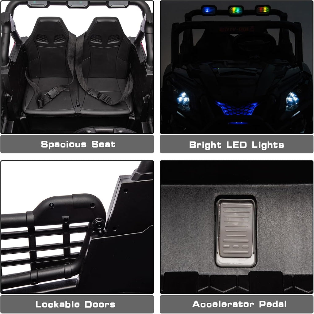 4WD UTV 24V Ride On Toys for Big Kids Ride On 2 Seater Ride On Toys Kids | 2 Seater Ride On Car for Kids Side-by-Side UTV Electric Cars for Kids Electric Ride Car Ride On Toys for Kids 4-8