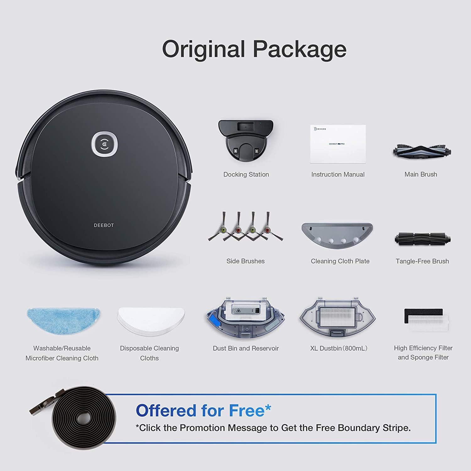 ECOVACS DEEBOT OZMO U2 Pro Robot Vacuum Cleaner 2 in1 Vacuum and Mop, Extra Pet Care Kit 800ml Large Dustbin & Tangle-Free Brush, Ideal for Pet Hair, No-Go Zones, 2.5Hrs Run Time, Voice/App Control…