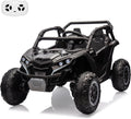 GarveeLife 24V Ride On Utv for Kids, 2 Seater 4WD Electric Truck with Remote Control, High and Low Speed Adjustment, Led Lights, 4-Wheel Shock Absorption, One Click Start, Music Player(Black)