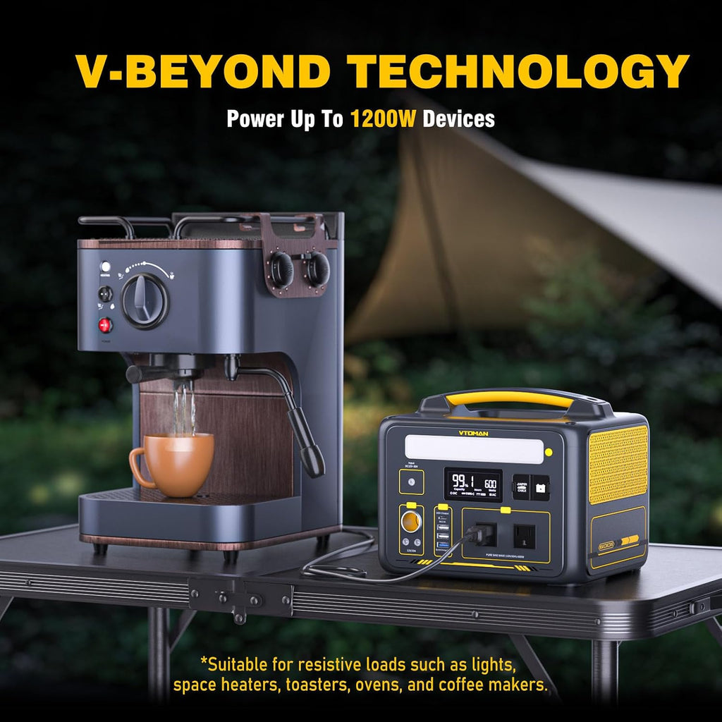 VTOMAN Jump100 88.8Wh/100W+Jump 600X 299Wh/600W Portable Power Station, LiFePO4 Battery Solar Generator for Camping, Hiking, Fishing, Home Backup
