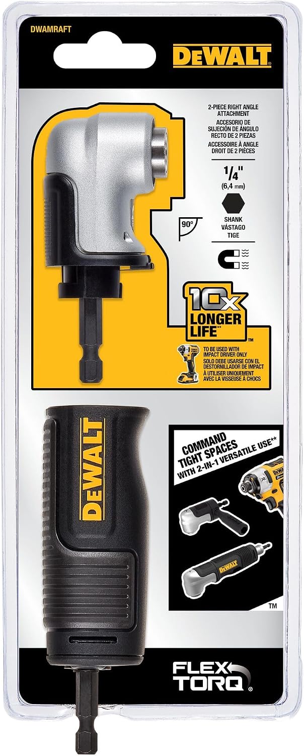DEWALT FLEXTORQ Right Angle Drill Adapter, 2-in-1 Attachment for Impact Driver (DWAMRAFT) (Pack of 5)