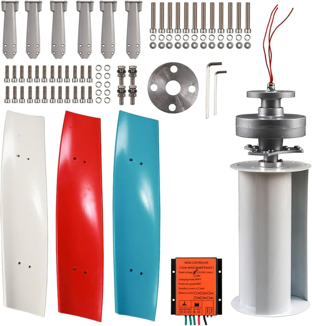 3000W Vertical Wind Turbine Generator Kit with MPPT Controller - 12V/24V/48V Home Energy Solution, Efficient Electricity Production for Off-Grid Power Systems
