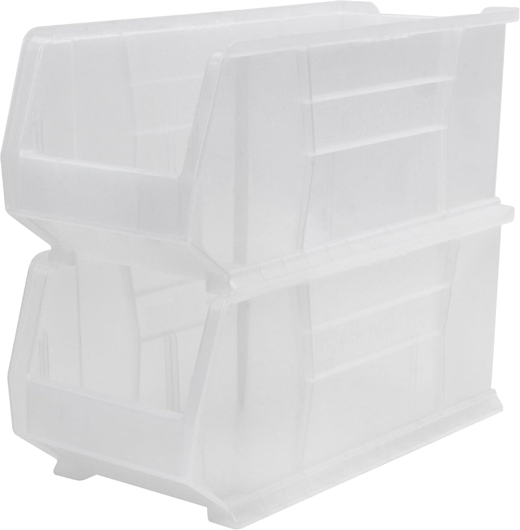 Akro-Mils 30287 Super-Size AkroBins Plastic Storage Bins, Space-Saving Stackable Bins for Garage, Classroom, Warehouse Organization, 24' L x 11' W x 10' H, Clear, 4-Pack