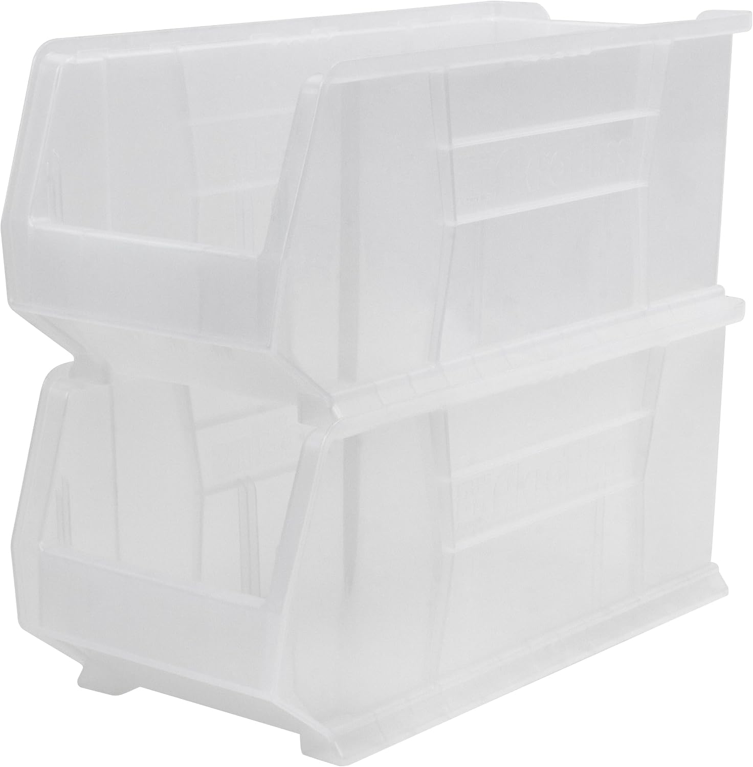 Akro-Mils 30287 Super-Size AkroBins Plastic Storage Bins, Space-Saving Stackable Bins for Garage, Classroom, Warehouse Organization, 24' L x 11' W x 10' H, Clear, 4-Pack