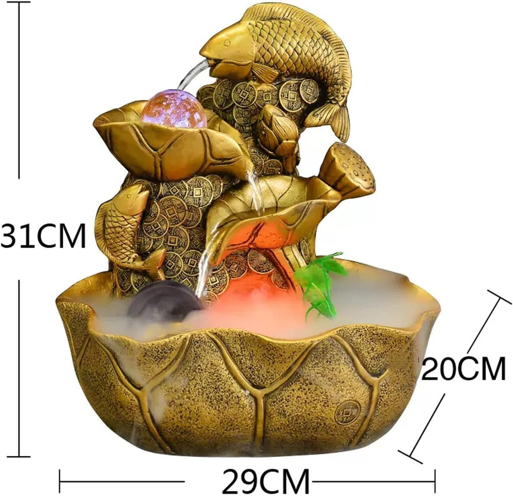 Tabletop Fountain Indoor Small Indoor Waterfall Fountain Relaxation Tabletop Fountain 3 Level Indoor Desktop Fountain with Audible Calming Waterfall Sounds Ffor Feng Shui Effect and LED Lighting Decor