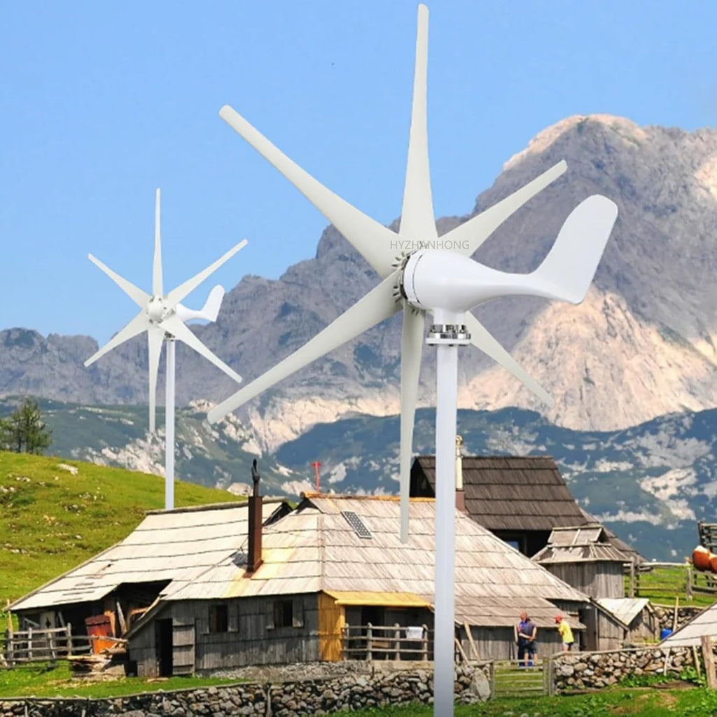 1000W Windmills Turbine Generator,6 Blades 12V 24V 48V Horizontal Wind Turbine Generator with Mppt Charge Controller for Farm Home Use