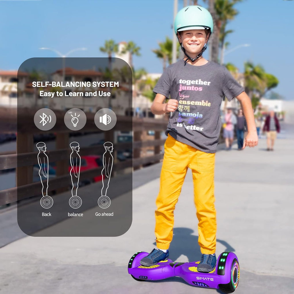 SIMATE Hoverboard, Bluetooth All Terrain Hover Boards with LED Lights and APP Control, Gifts for Kids Adults Girls Boys, for All Ages