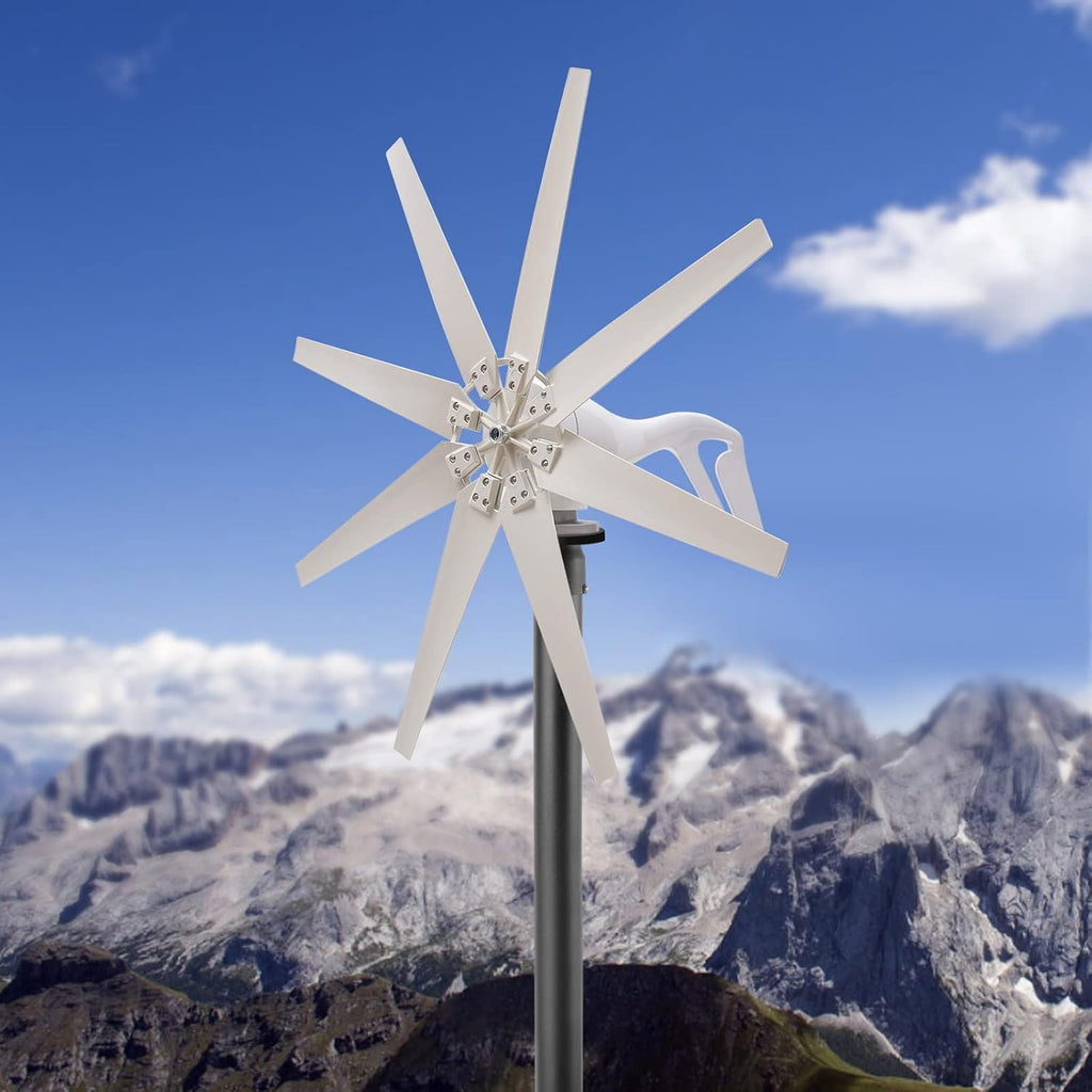 Wind Turbine Generator Kit 600W 12V w/8 Blade, Wind Generator Kit w/Charge Controller, Wind Power Generator for Marine, Home, Windmill Generator Suit for Hybrid Solar Wind System