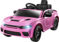 ENYOPRO 12V Dodge Charger SRT Kids Ride On Car w/Parent Remote Control, Electric Power Car Ride On Toy w/4-Wheel Suspension, 3 Speeds, LED Lights, Music Player, Battery Car Gift for Kids Girls, Pink