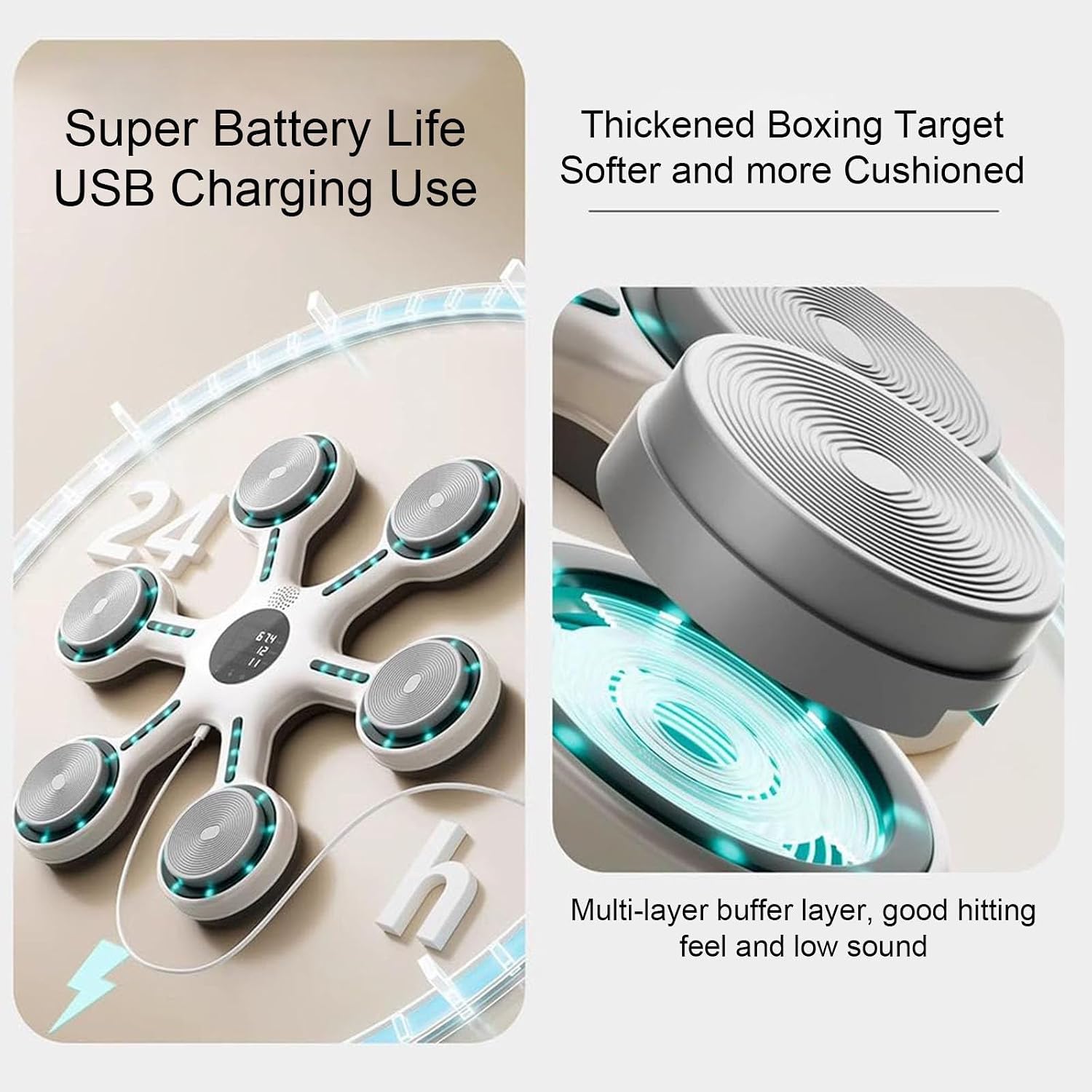 Smart Music Punching Machine, Professional Electronic Punching Target, with LED Lights, 1 Pair of Boxing Gloves, Easy Wall Mount for Home Gym, Boxing Gyms, Fitness Clubs