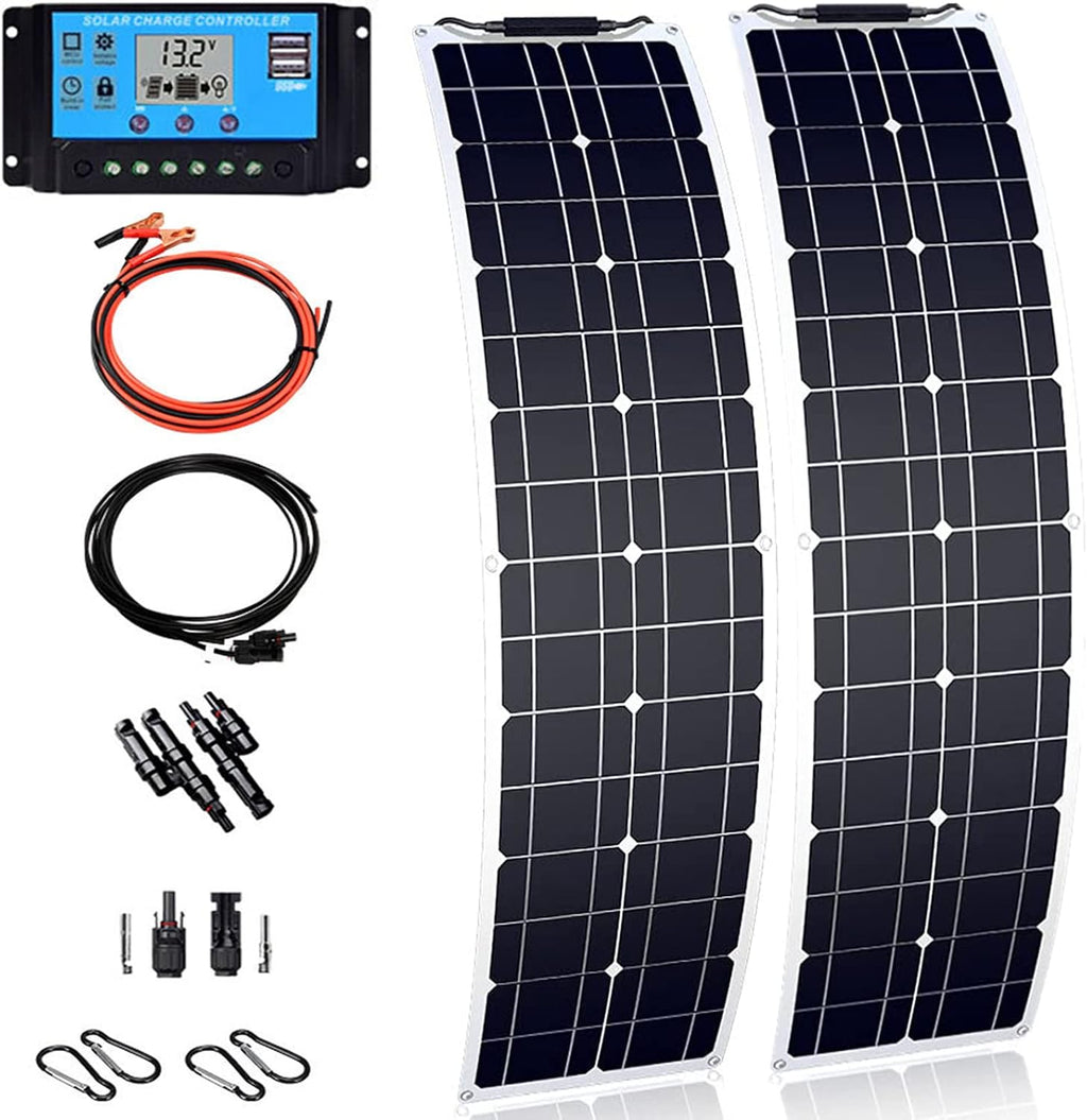 100 W Portable Solar Panel for Power Station, Flexible Solar Charger, Photovoltaic Monocrystalline Modules for Camping RV Boat Off Grid System