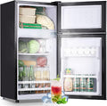 DEMULLER Retro Mini Fridge with Freezer Dual Door Apartment Size Small Refrigerator with Egg Tray, Dorm Compact Fridge with Removable Plastic Shelves, 2.4Cu.ft, 14.96' D x 14.57' W x 30.8' H, Black