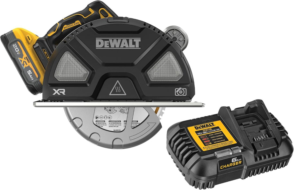 DEWALT 20V MAX XR 7-1/4 Inch Metal Cutting Circular Saw Kit with Circular Saw Blade, Battery and Charger Included (DCS383H1)