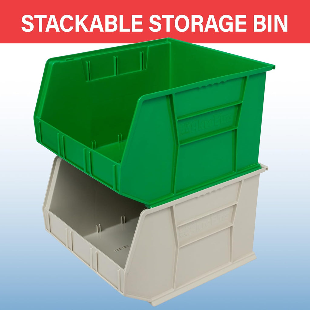 Akro-Mils 30270 AkroBins Plastic Storage Bins, Space-Saving Stackable Bins for Garage, Pantry, Craft Organization, 18' x 16' x 11', Clear, 3-Pack