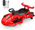 12V Electric Wiggle Car Ultra with Pedals, Rechargeable Swing & Drift Car, Anti-Rollover Design with Backrest, Spray, Flashing Lights, Music & Bluetooth, for Ages 3 and Up, 150 lbs(Red + Black)