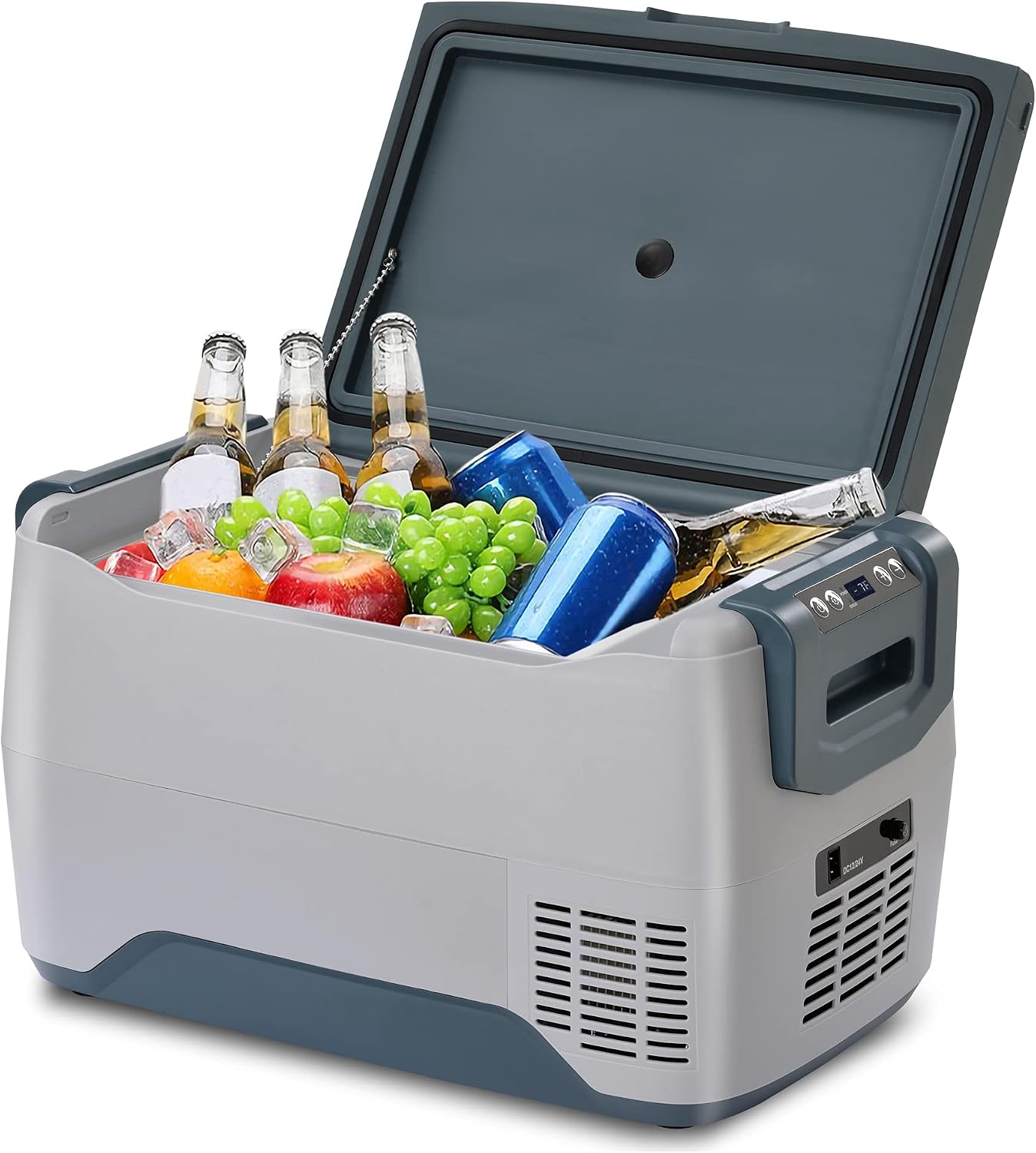 Zaboro Car Fridge Portable Freezer Cooler with 12/24V DC, Travel Refrigerator for Vehicles, Car, Truck, RV, Camping BBQ, Patio Picnic and Fishing Outdoor, Grey